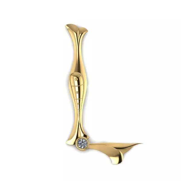 Bird calligraphy with armenian letter L 3D print model_0