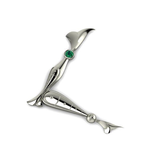 Bird calligraphy with armenian letter L 3D print model_25