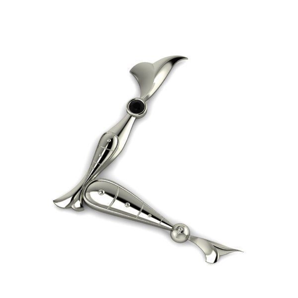 Bird calligraphy with armenian letter L 3D print model_23