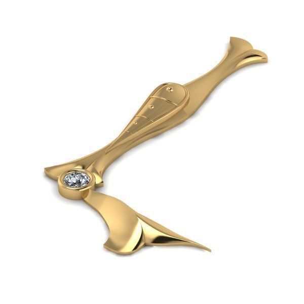 Bird calligraphy with armenian letter L 3D print model_2