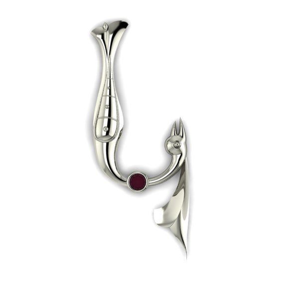 Bird calligraphy with armenian letter K 3D print model_12