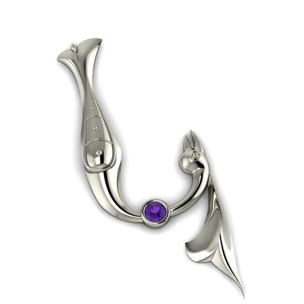 Bird calligraphy with armenian letter K 3D print model_21