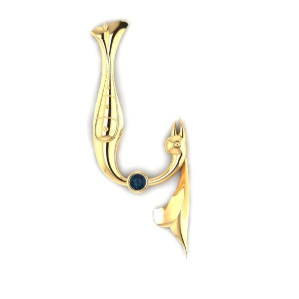 Bird calligraphy with armenian letter K 3D print model_13