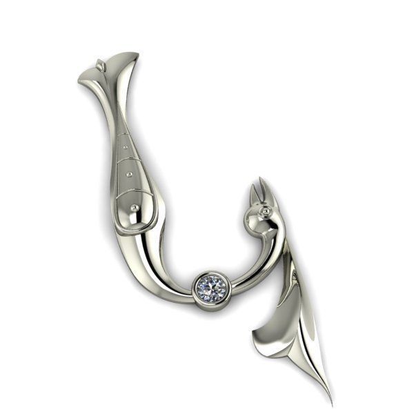 Bird calligraphy with armenian letter K 3D print model_24