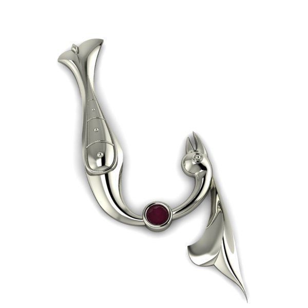 Bird calligraphy with armenian letter K 3D print model_26