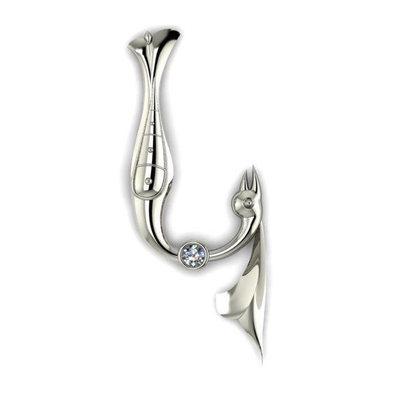 Bird calligraphy with armenian letter K 3D print model_10