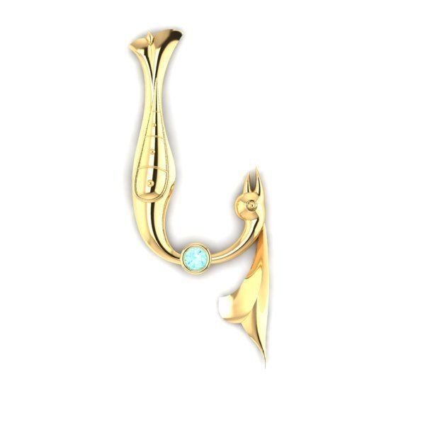 Bird calligraphy with armenian letter K 3D print model_15