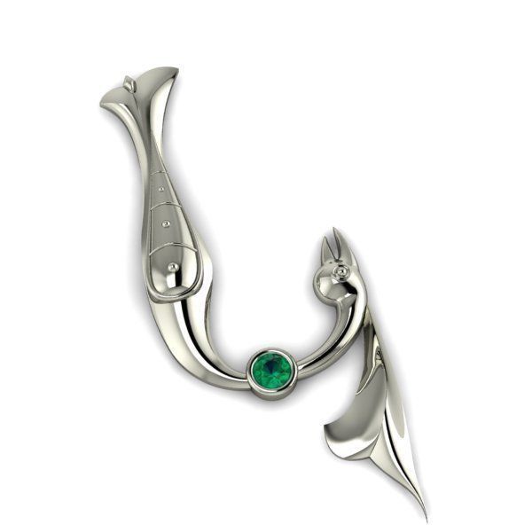 Bird calligraphy with armenian letter K 3D print model_25