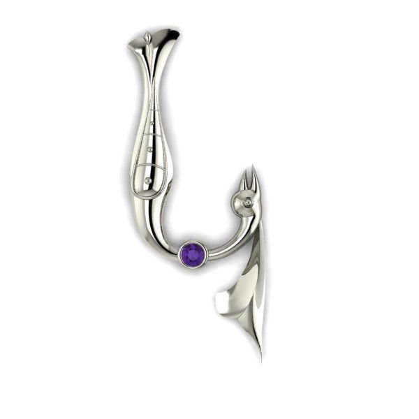 Bird calligraphy with armenian letter K 3D print model_7