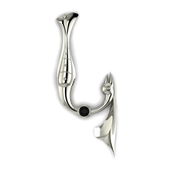 Bird calligraphy with armenian letter K 3D print model_9