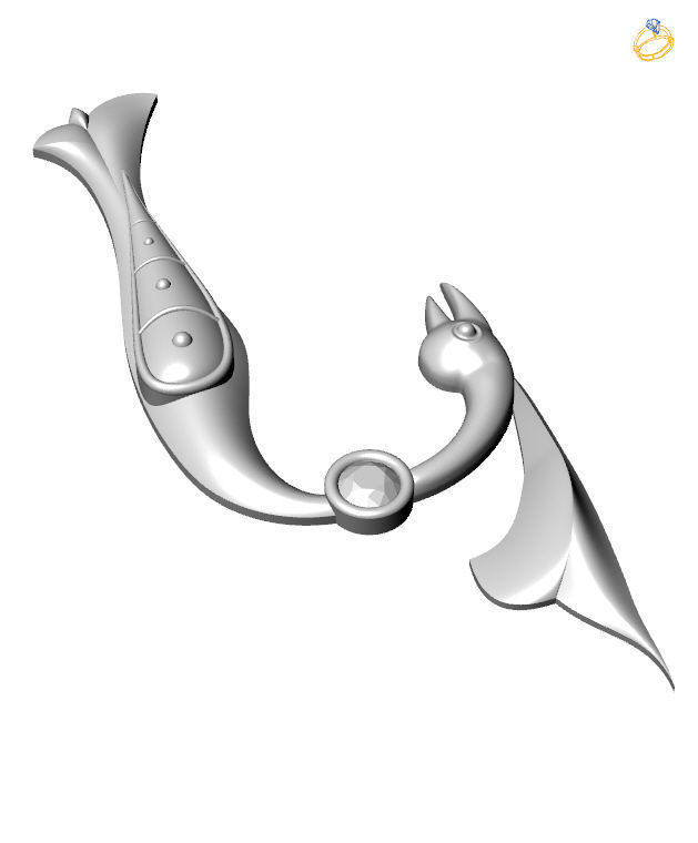 Bird calligraphy with armenian letter K 3D print model_5