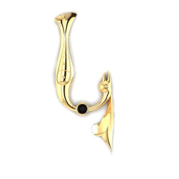 Bird calligraphy with armenian letter K 3D print model_16