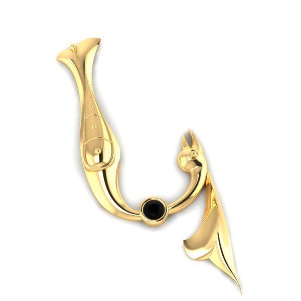 Bird calligraphy with armenian letter K 3D print model_30