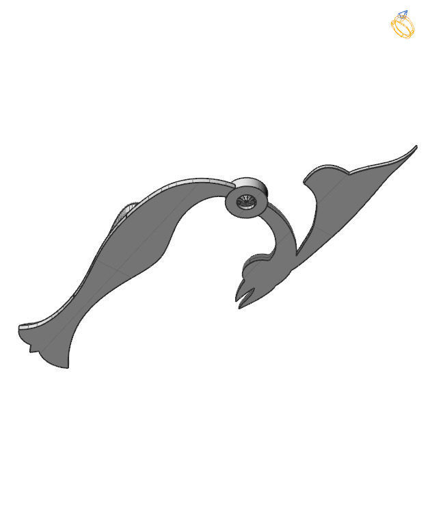 Bird calligraphy with armenian letter K 3D print model_4