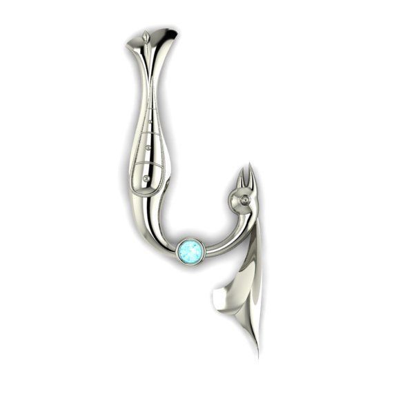 Bird calligraphy with armenian letter K 3D print model_8