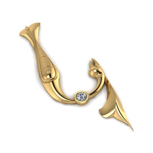 Bird calligraphy with armenian letter K 3D print model_1