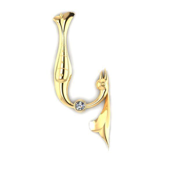 Bird calligraphy with armenian letter K 3D print model_17