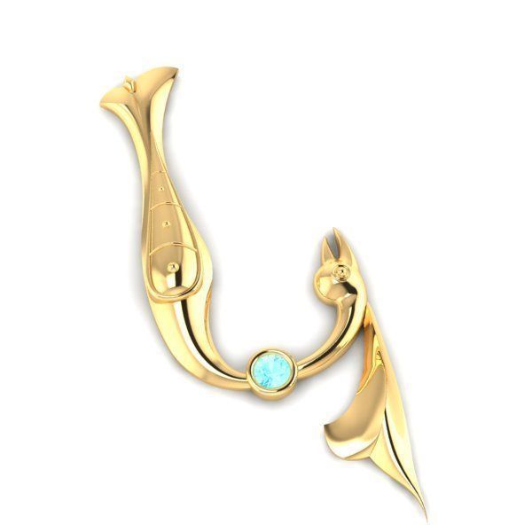 Bird calligraphy with armenian letter K 3D print model_29