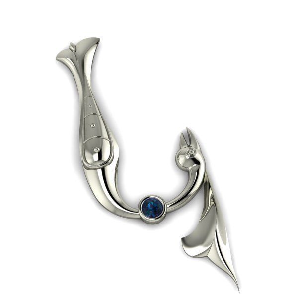 Bird calligraphy with armenian letter K 3D print model_20