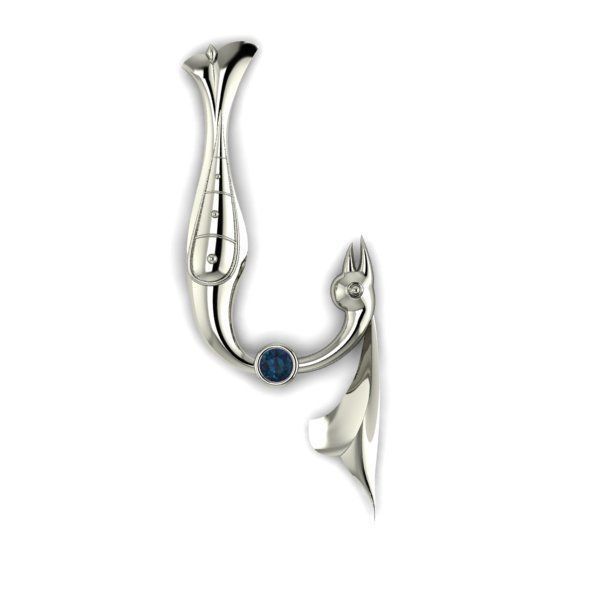 Bird calligraphy with armenian letter K 3D print model_6