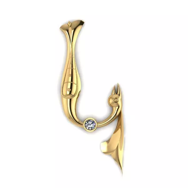 Bird calligraphy with armenian letter K 3D print model_0