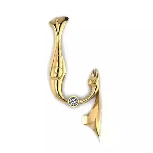 Bird calligraphy with armenian letter K 3D print model
