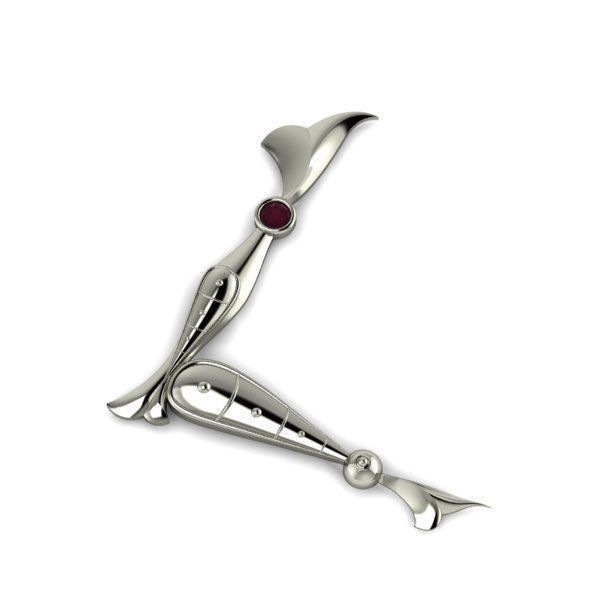 Bird calligraphy with armenian letter H 3D print model_26