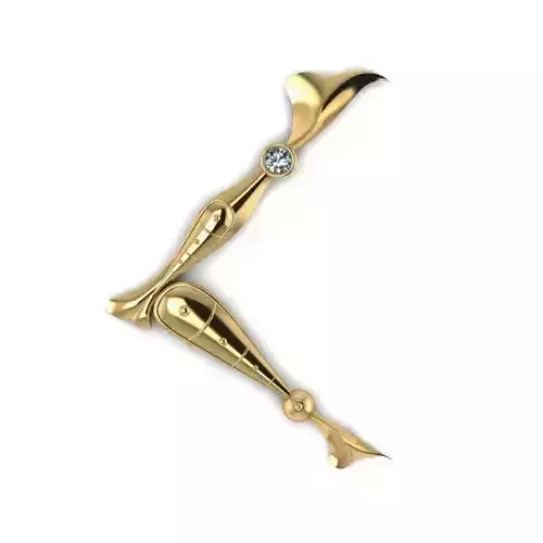 Bird calligraphy with armenian letter H 3D print model