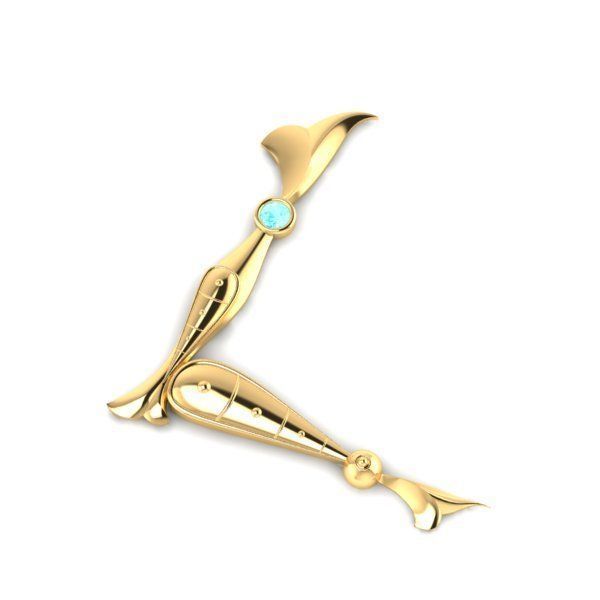 Bird calligraphy with armenian letter H 3D print model_29