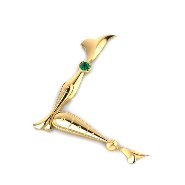 Bird calligraphy with armenian letter H 3D print model_32