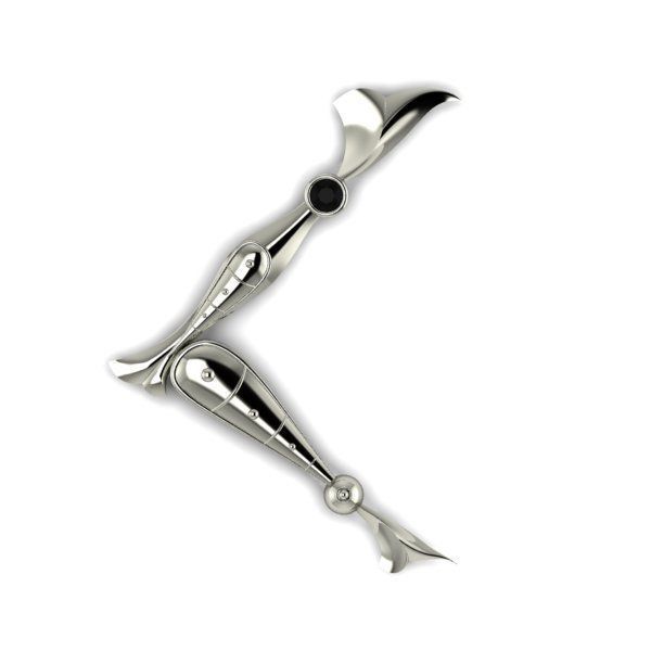 Bird calligraphy with armenian letter H 3D print model_9