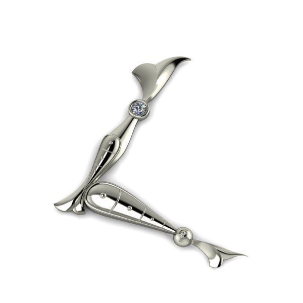 Bird calligraphy with armenian letter H 3D print model_24