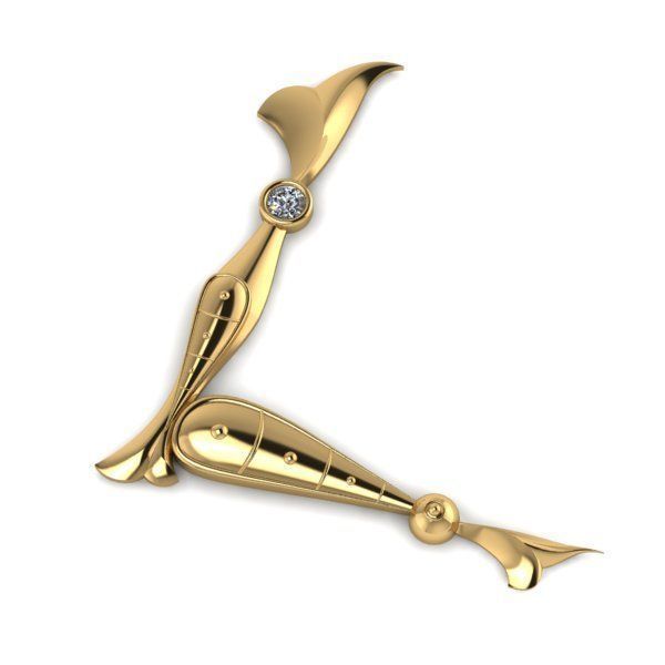 Bird calligraphy with armenian letter H 3D print model_1