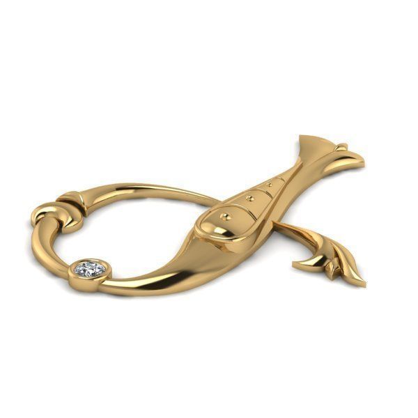 Bird calligraphy with armenian letter Ge 3D print model_2