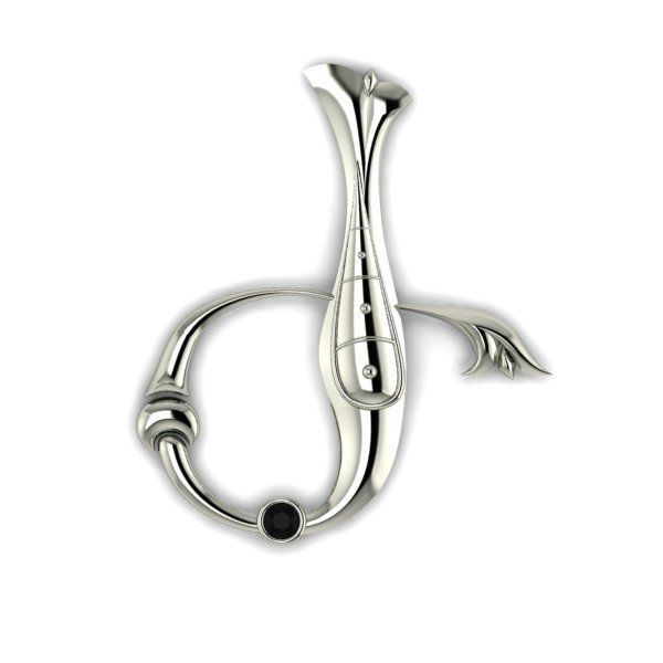 Bird calligraphy with armenian letter Ge 3D print model_9