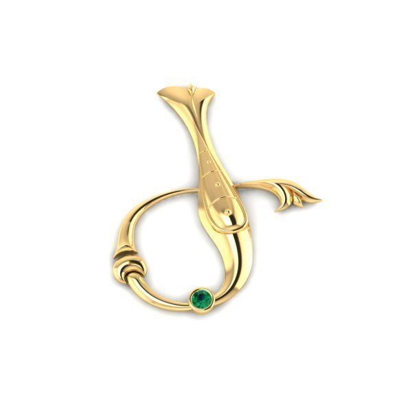 Bird calligraphy with armenian letter Ge 3D print model_32