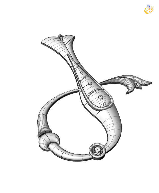 Bird calligraphy with armenian letter Ge 3D print model_3