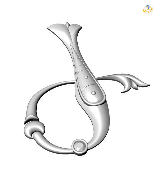 Bird calligraphy with armenian letter Ge 3D print model_5