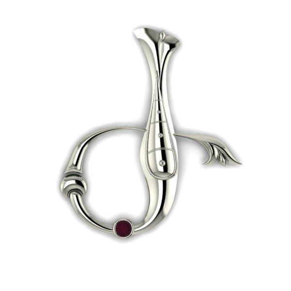 Bird calligraphy with armenian letter Ge 3D print model_12