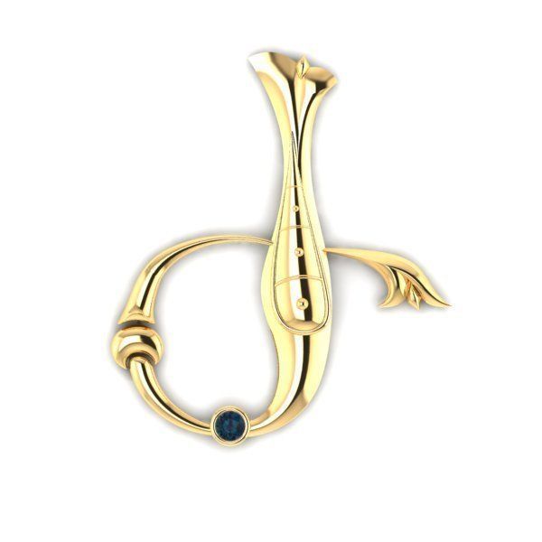 Bird calligraphy with armenian letter Ge 3D print model_13