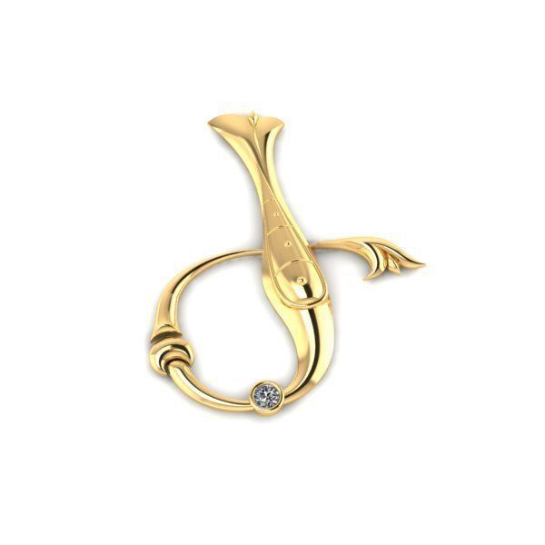 Bird calligraphy with armenian letter Ge 3D print model_31