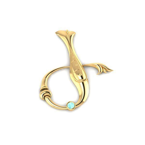 Bird calligraphy with armenian letter Ge 3D print model_29