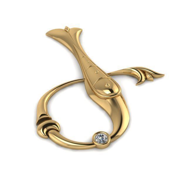 Bird calligraphy with armenian letter Ge 3D print model_1