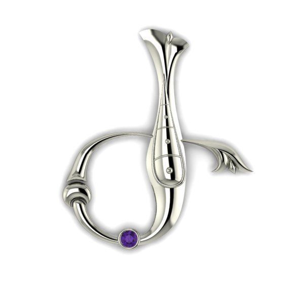 Bird calligraphy with armenian letter Ge 3D print model_7