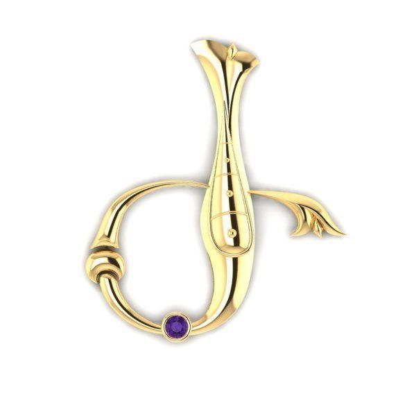 Bird calligraphy with armenian letter Ge 3D print model_14