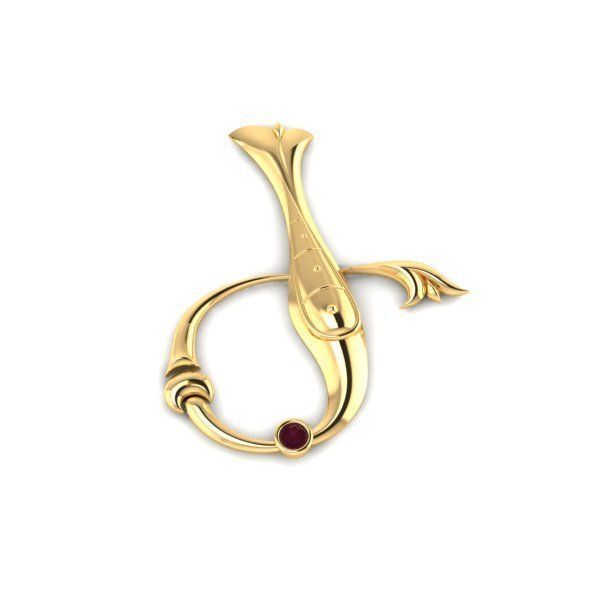 Bird calligraphy with armenian letter Ge 3D print model_33