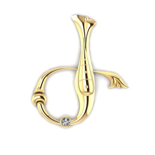 Bird calligraphy with armenian letter Ge 3D print model_17