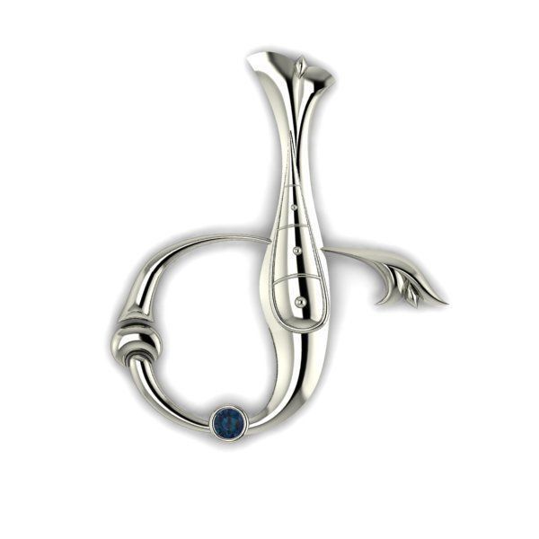 Bird calligraphy with armenian letter Ge 3D print model_6