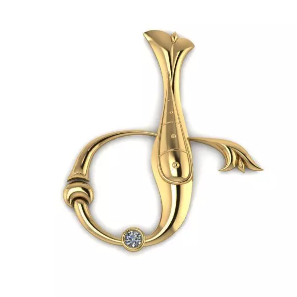 Bird calligraphy with armenian letter Ge 3D print model_0