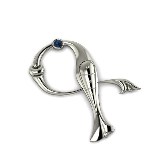 Bird calligraphy with armenian letter G 3D print model_20